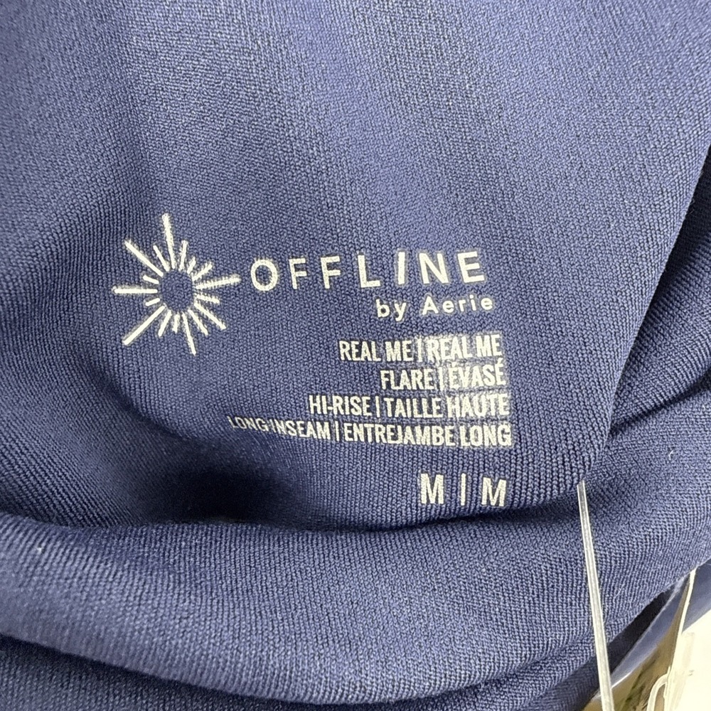 NWT Aerie OFFLINE RealMe Flare Leggings Medium Long Blue 4Way Stretch Breathable - Picture 7 of 9